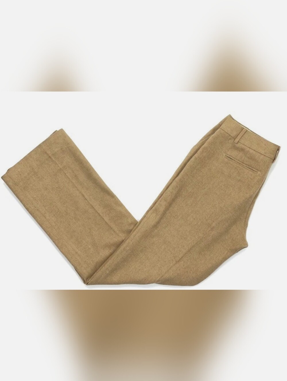 Banana Republic Petite 8 Trousers in Tan, Flat Front Wool Blend - Picture 3 of 8